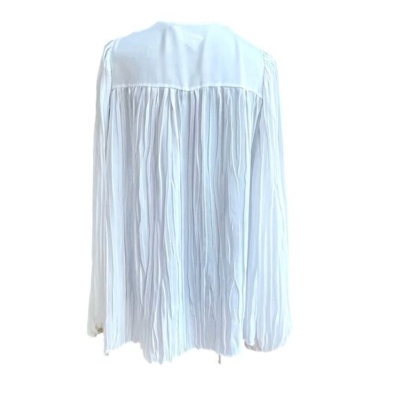 Alexis Fully Pleated Crepe Blouse Oversized Size Small White Long Sleeve Top - Picture 8 of 10
